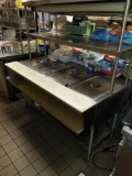 Steamer Table with Overhead Shelf & Hatco Glo Ray Food Warmer