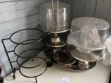 table lot of pie rack and cake plates