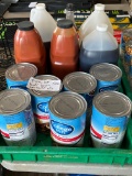 tray lot beef broth, hot sauce etc.