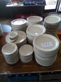large lot of white China plates