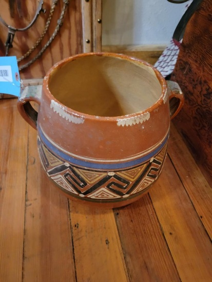 Red Clay Pottery Urn, with southwest design