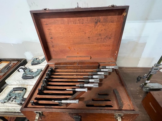 Starrett 0-12" Micrometer Set w/standards & Wooden Case missing 0-1, 1-2, 2-3