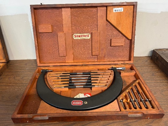 Starrett No 724 12-18" O utside Micrometer Set w/all Anvils, standards & Wooden Case