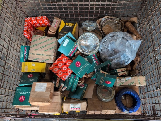Wire crate of bearings from Fafnir, Skf, NDH, Etc