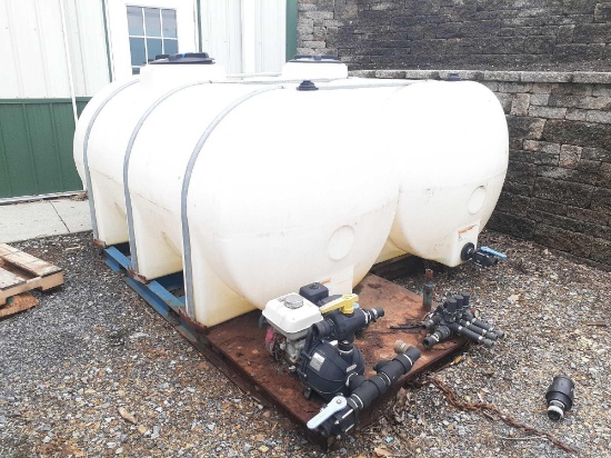 (2)725 gallon leg tanks on transport frame pump as is