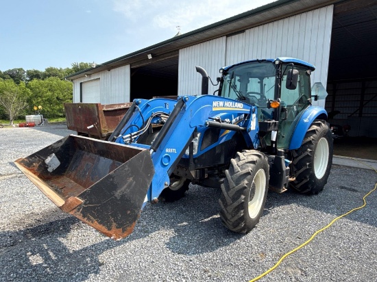 New Holland, T4 100 4WD W/New Holland 655TL loader, 944 hrs 3 pt arms, Duel Hyd., PTO