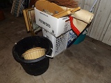 TV trays, plastic organizer, mop & bucket