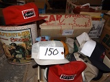 Cap Center hat display box, all kinds of Feed & Seed hats, D.M. Ferry& Co.'s Standard Seed can