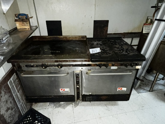 SOUTHBEND DOUBLE OVEN, GRIDDLE, 4 GAS BURNERS