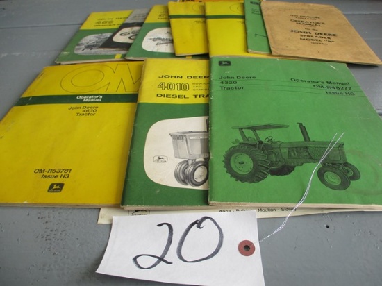 15 PIECES OWNER MANUALS FOR JD EQUIPMENT