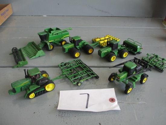 9 PIECES ERTL 1/32 SCALE JD FARM EQUIPMENT