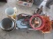 2 BOXES - BEER MUG TRASH CAN, JUMPER CABLES, L ANGLE
