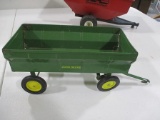 2 PC - WHITE GRAIN KART, JD BARGE WAGON