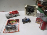 5 PC - 1960 FORD SALES PICK-UP ERTL BANK, SURREY WAGON SCALE MODEL, MISC