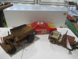 3 PC - TONKA JEEP W/ BLADE, LUMAR DUMP TRUCK, PLASTIC MCDONALDS CAR
