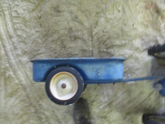 Blue trailer for pedal tractor