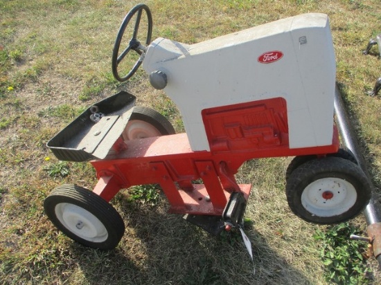 Ford 8000 pedal tractor on display pole, Ertl (red & gray)