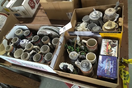 3 BOXES BEER STEINS - 2 BUDWISER STIENS IN BOX