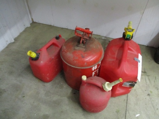 3 Plastic Gas Cans, Metal Kerosine Can