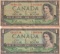 Coin - Currency - Stamps; 2 Bank of Canada One Dollar Notes