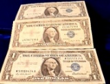 Coin - Currency - Stamps; 6 U. S. Silver Certificate Dollar Bills