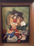 Fine Art - Painting - Vintage; Sad Clown 2