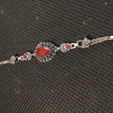 Jewelry - Gems - Watches; Red Coral W/Emeralds Bracelet