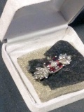 Jewelry - Gems - Watches; Garnet and Diamond Brooch