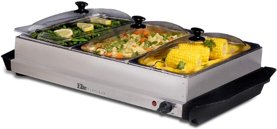 Elite Platinum  Triple Server Food Warmer, Retail $37.42 (Tested)  (Stock P