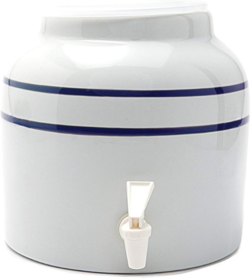 Double Stripes Water Dispenser Crock in Blue, Retail $34.36 (Stock Photos f