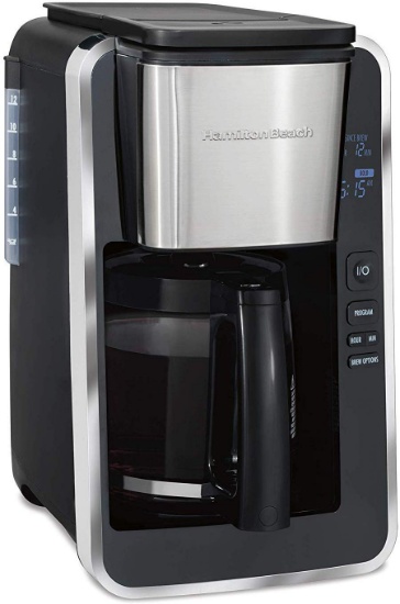 Hamilton Beach Programmable 12 Cup Coffee Maker, Black and Stainless (46320