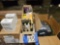 assorted light bulbs, credit card reader & printer