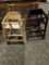 2)wood high chairs, 1)child gate