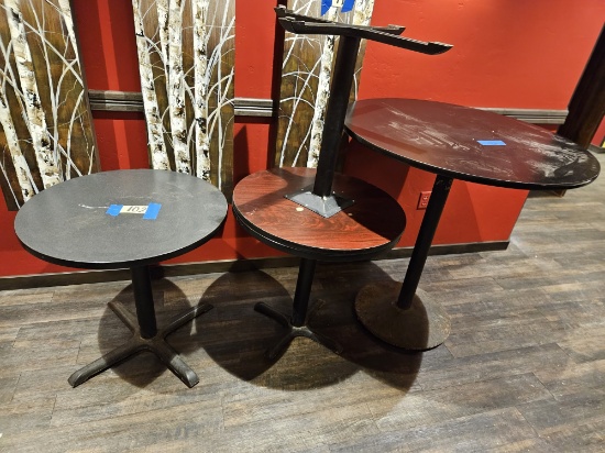 3)30" round black tables, 1)black 42" round pub table