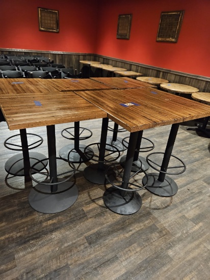 2)24"x42" wood top pub tables, 4)30"x30' wood top pub tables