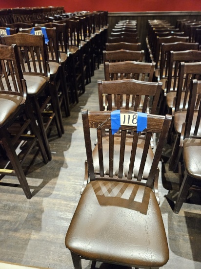 12)brown wood chairs w/padded seats