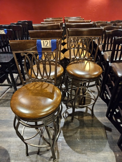 11) metal round padded seat pub/bar stools w/wood back