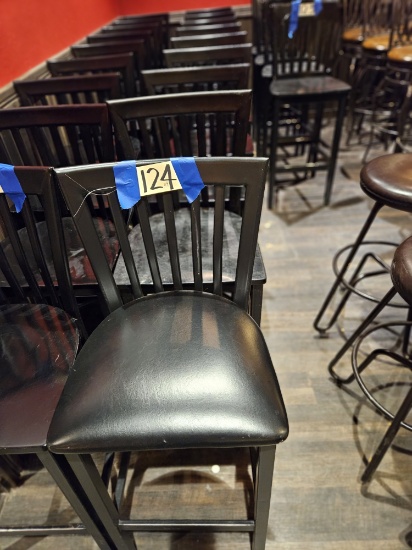 9)black wood pub/bar chiars- 1 has padded seat