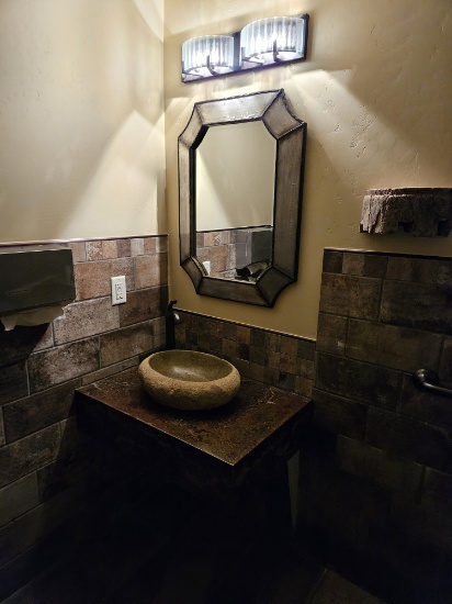 bathroom contents-sink, mirror