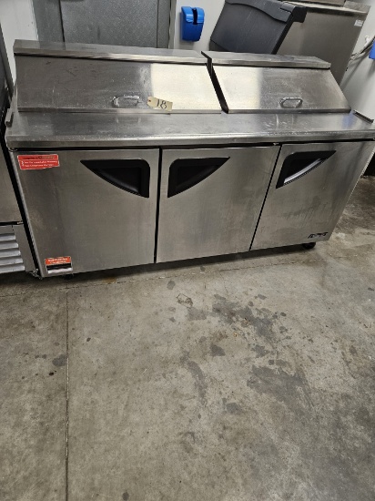Turbo Air sandwich/salad prep table w/3 door fridge & 2 top doors