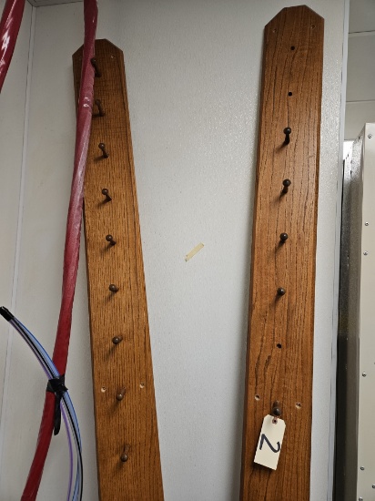 3)metal coat hooks, 2)wood coat hook racks