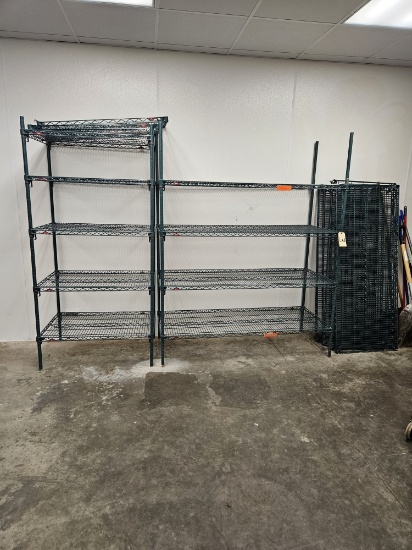 2)green Metro shelving units, metro shelving unit parts