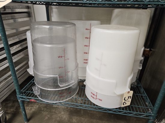 8)12 qt white polyethylene storage containers, 2)12 qt clear storage contai