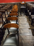 2)black wood pub/bar chairs w/padded seats & wood backs, 8)black wood chair