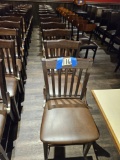 11)brown wood chairs w/padded seats