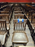 11)brown wood chairs w/padded seats
