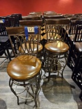 11) metal round padded seat pub/bar stools w/wood back