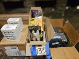assorted light bulbs, credit card reader & printer