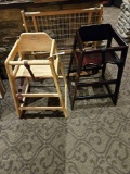 2)wood high chairs, 1)child gate