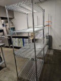 2)chrome Metro shelving units, 1)green Metro shelving unit